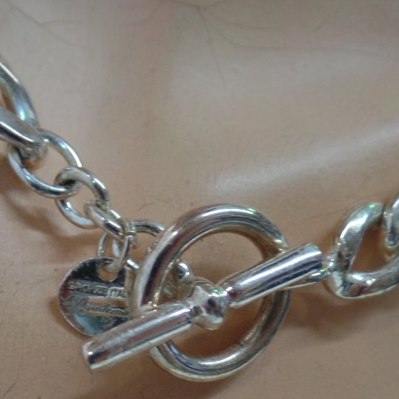 Mia Fiore Made in Italy Daydema Bronze Italy Silver Thick Chain Toggle Closure - Picture 4 of 11